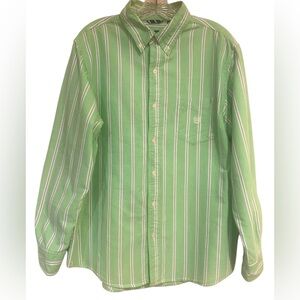 Chaps Lime Green Oxford Long Sleeve Button Down Shirt Logo Men's Size Large